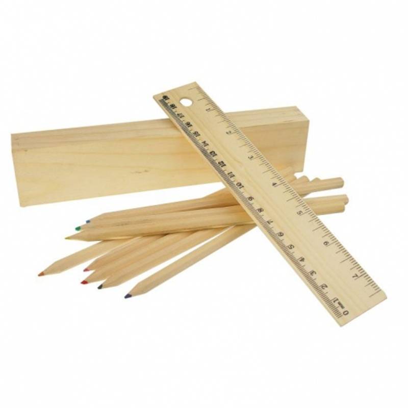 Súprava 8 ks pasteliek a pravítka, hnedá Súprava 8 ks pasteliek a pravítka, hnedá